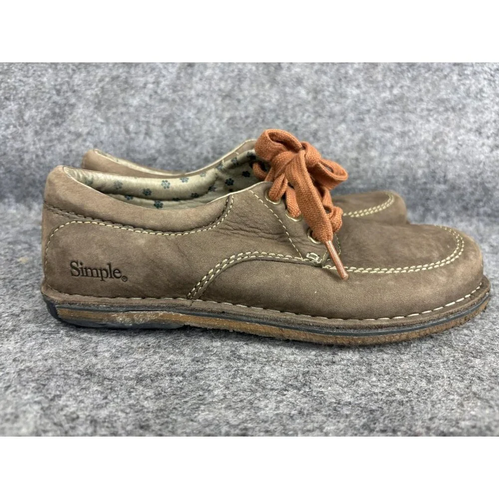 Simple Shoes Mens Size 7.5 Brown Suede Lace‎ Up Comfort Walking Casual Low Top